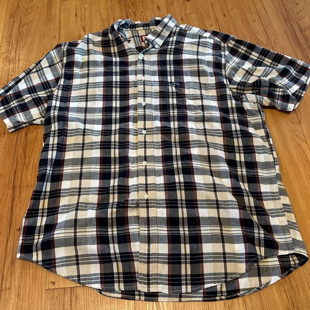CHAPS Ralph Lauren Button Down Shirt Blue/Red/ Tan XL - Short Sleeve